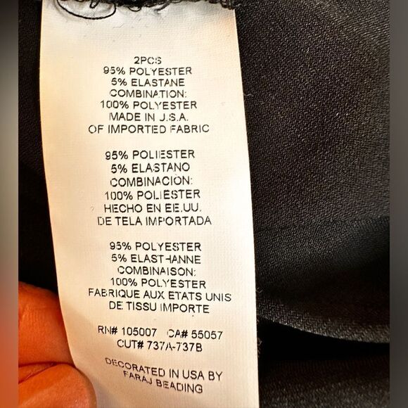 Marina Plus Size Beaded Long Sleeve Crew Neck 2-Piece Pant Set Size 20W Black - Picture 10 of 13